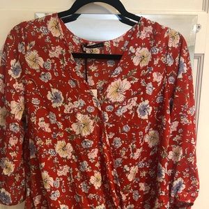 Women’s Red Floral Blouse
